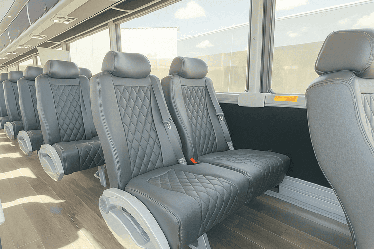 interior of Redwood City Minibus Company charter bus