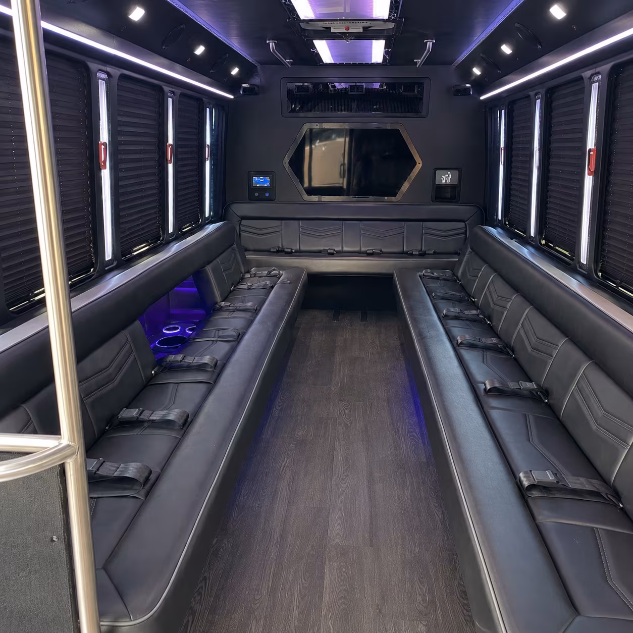 redwood city 18 passenger party bus interior
