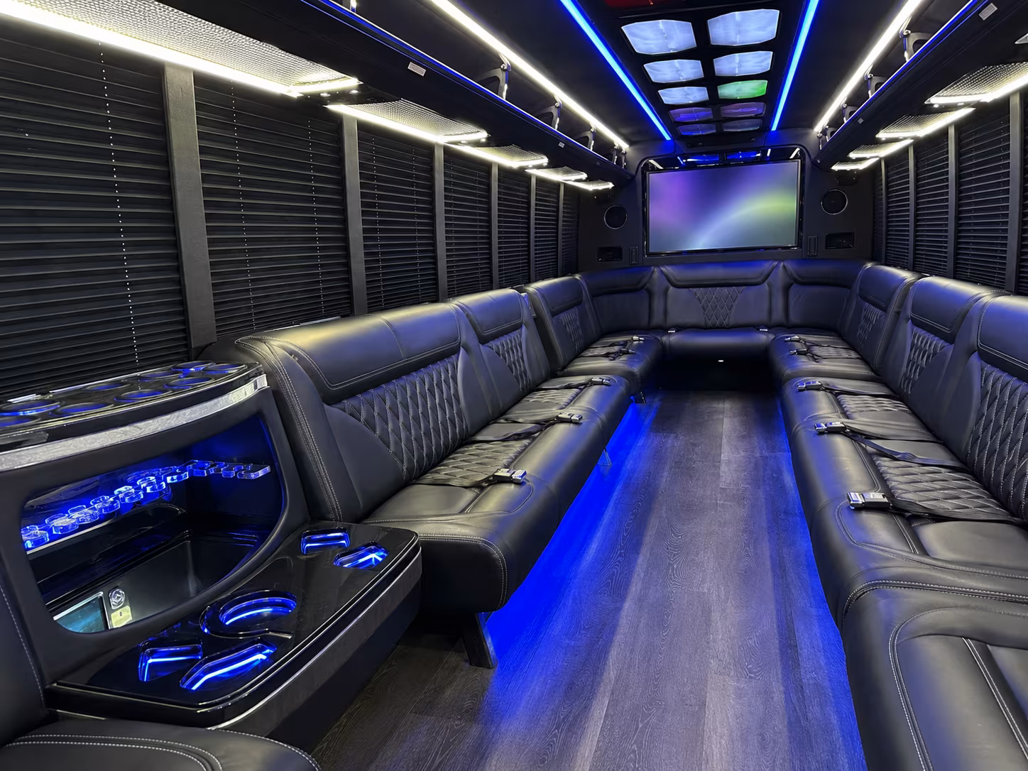 redwood city 20 passenger party bus inside