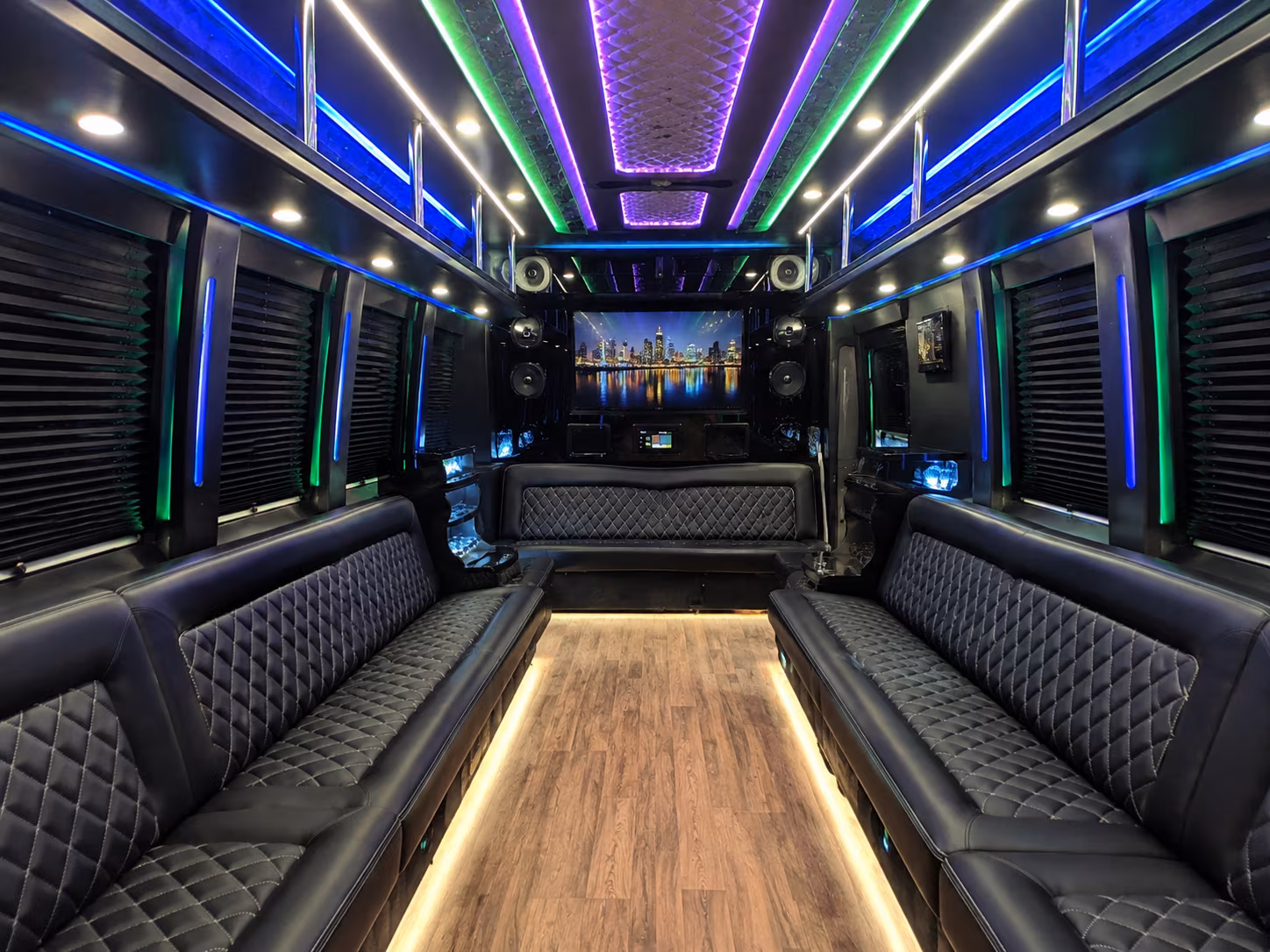 redwood city 25 passenger party bus interior