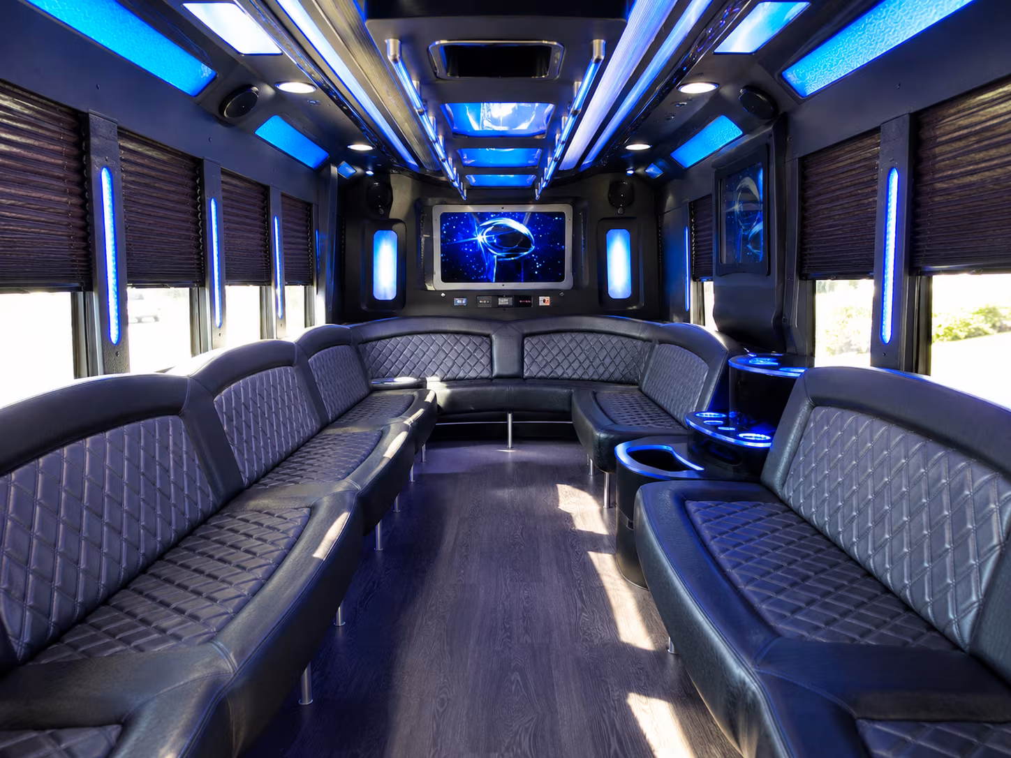 redwood city 28 passenger party bus inside